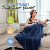 Plain Packable Travel Blanket - Navy